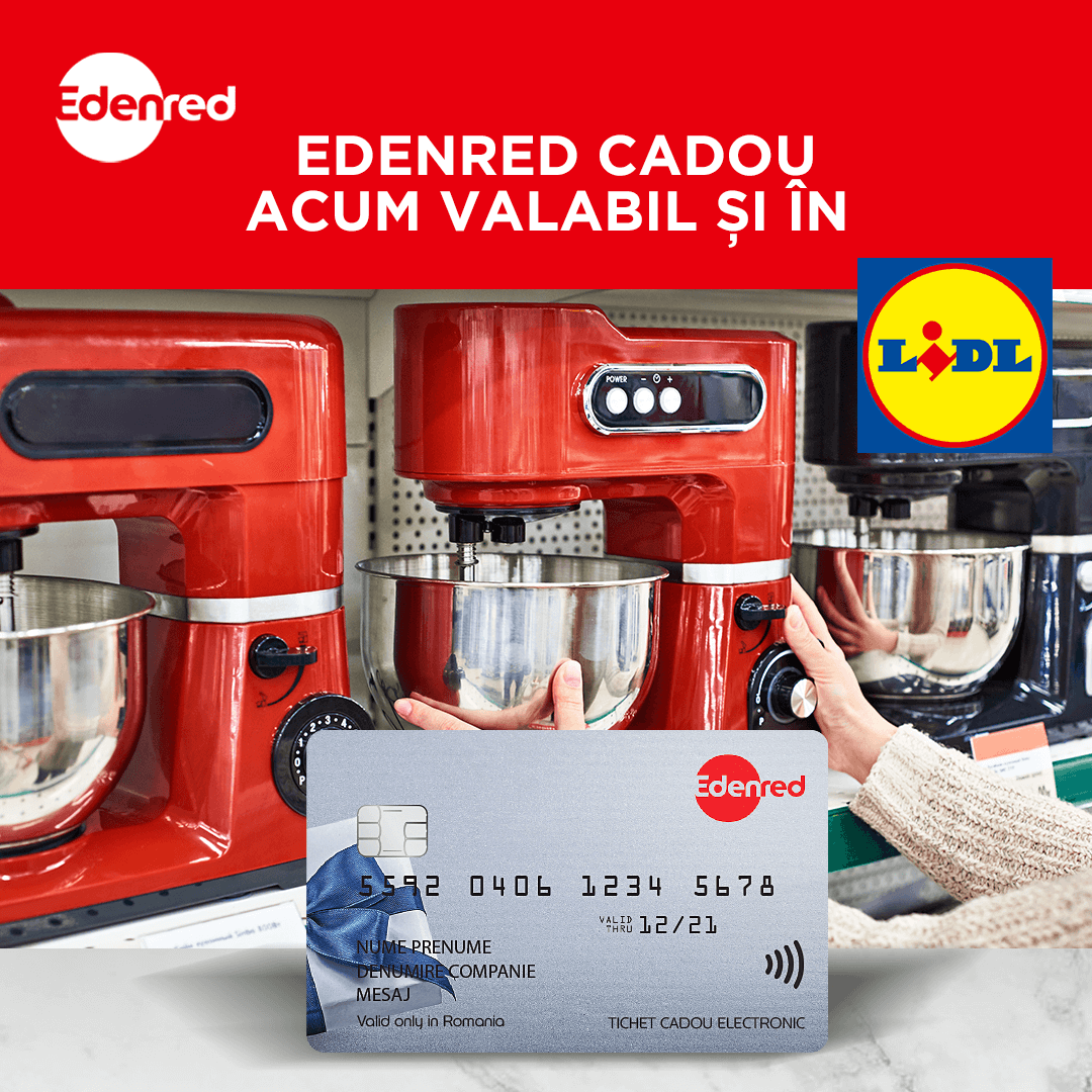 Cardurile Edenred Cadou pot fi utilizate în rețeaua Lidl Edenred